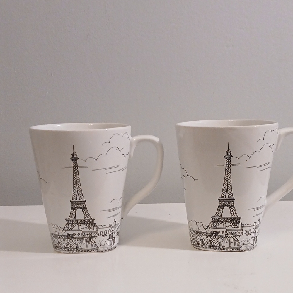 Parisian Charm White Mugs Set